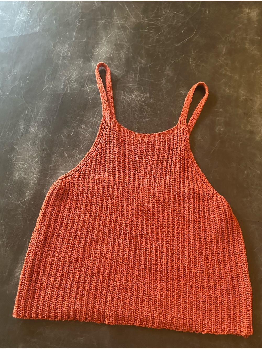 Rust Crochet Knit Tank Top